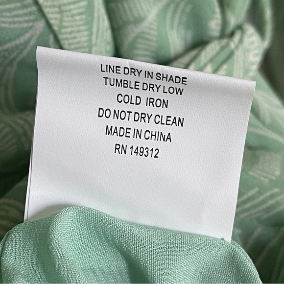 Aura Green Leaf Print Mini Dress with Bell Sleeves and Tie Waist | Size Small - Picture 11 of 11